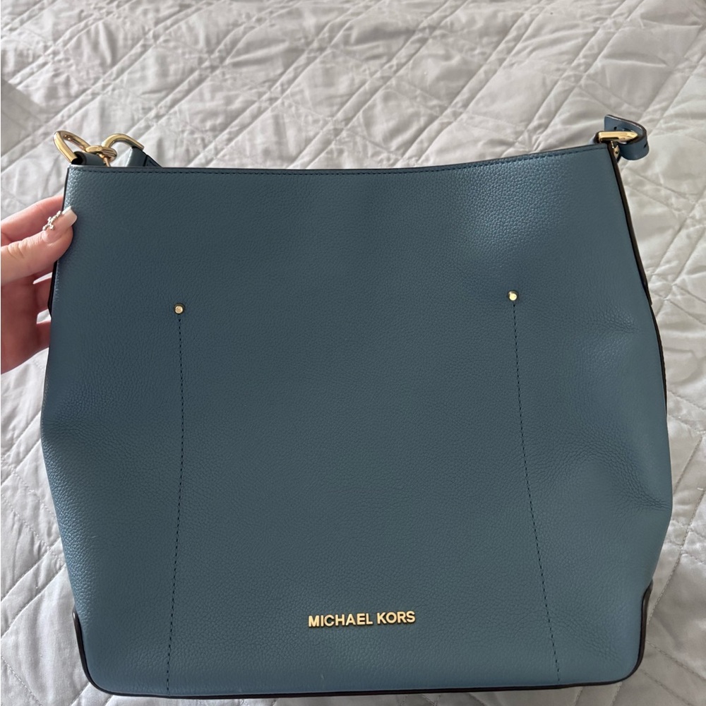 Michael Kors Teal Shoulder Bag with Gold Accents